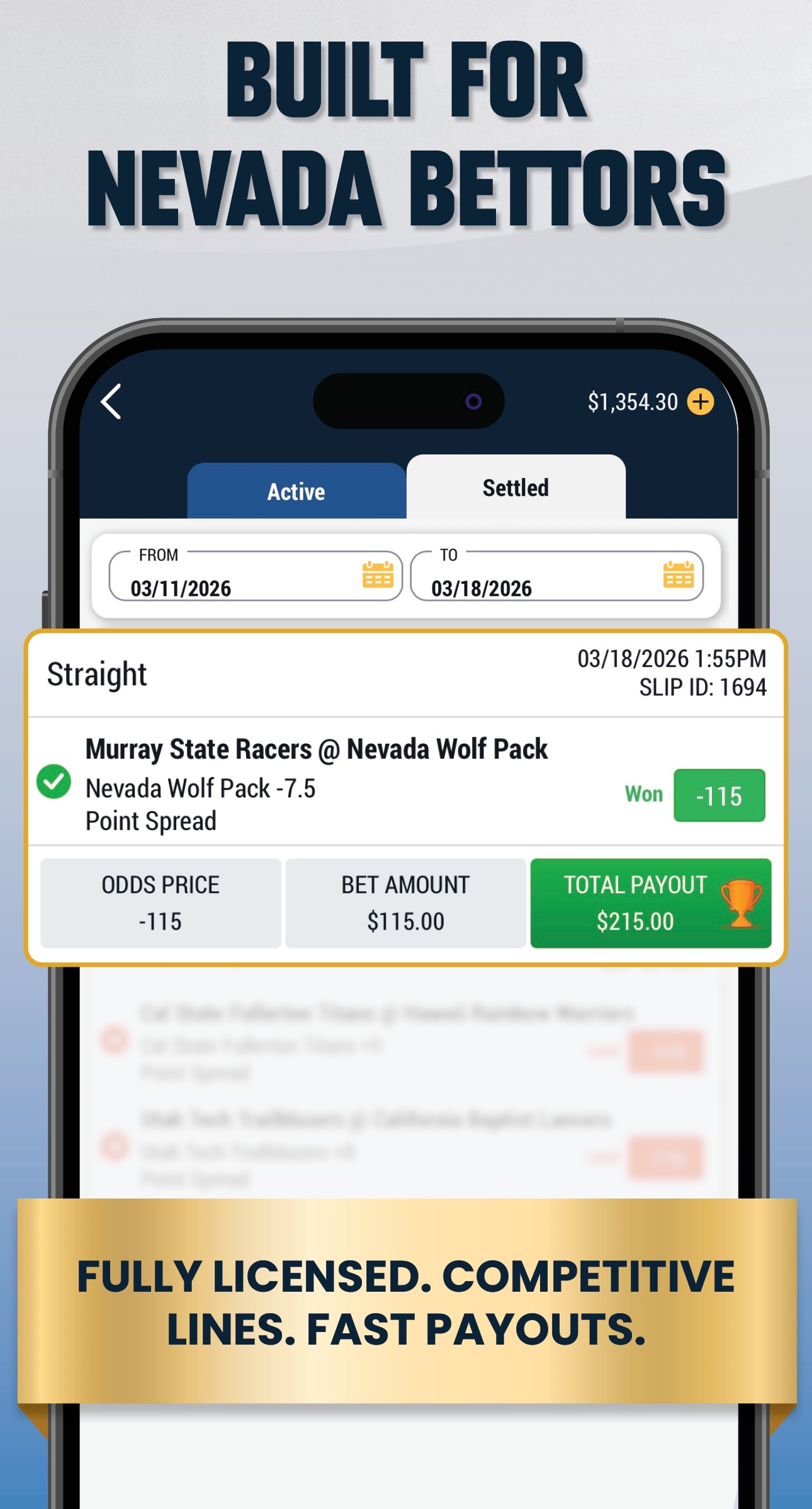 Apple App Store_Screenshots_Final2_logo_removed Boomer's Sportsbook - Built for Nevada Bettors - Mobile App mockup