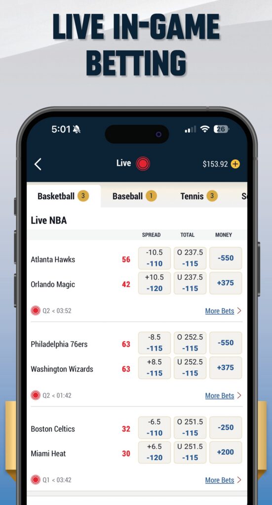 Apple App Store_Screenshots_Final3_logo_removed Boomer's Sportsbook - Live In-Game Betting - Mobile App mockup