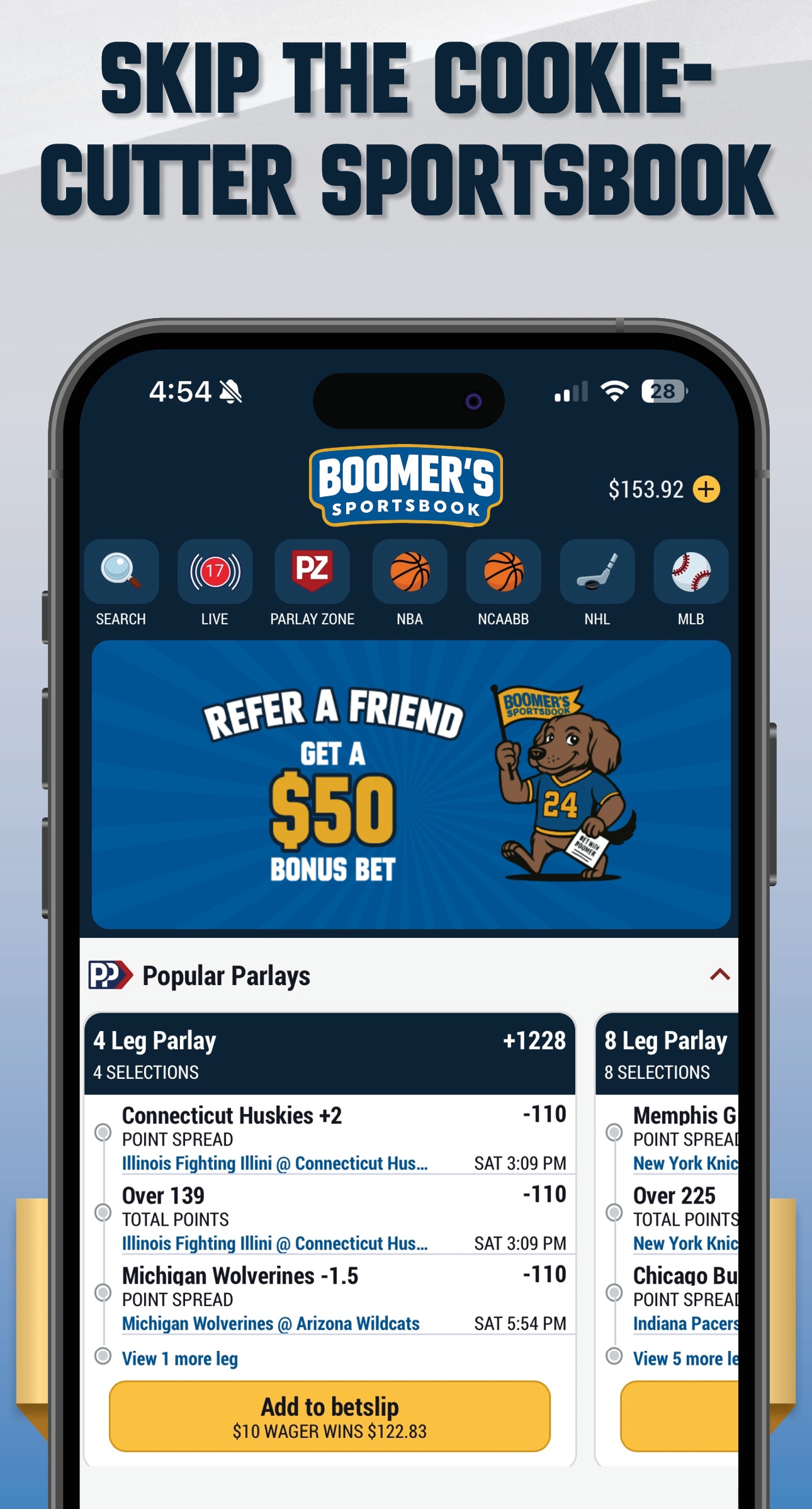 Apple App Store_Screenshots_Final9_logo_removed Boomer's Sportsbook - Skip the Cookie-Cutter Sportsbook - Mobile App mockup